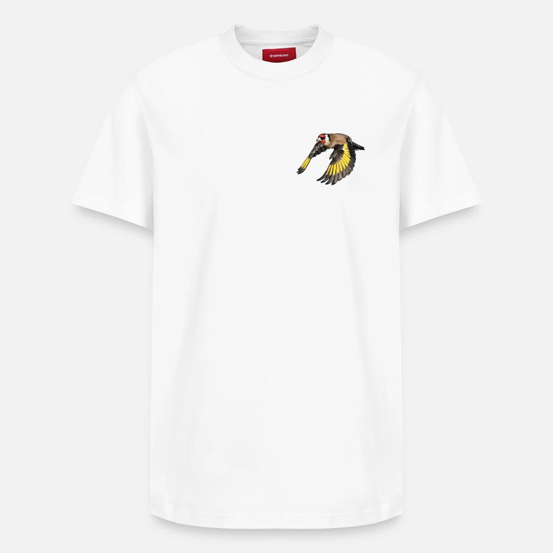 Chardonneret en vol - T-shirt unisexe décontracté en coton Supima – de SPREAD - blanc