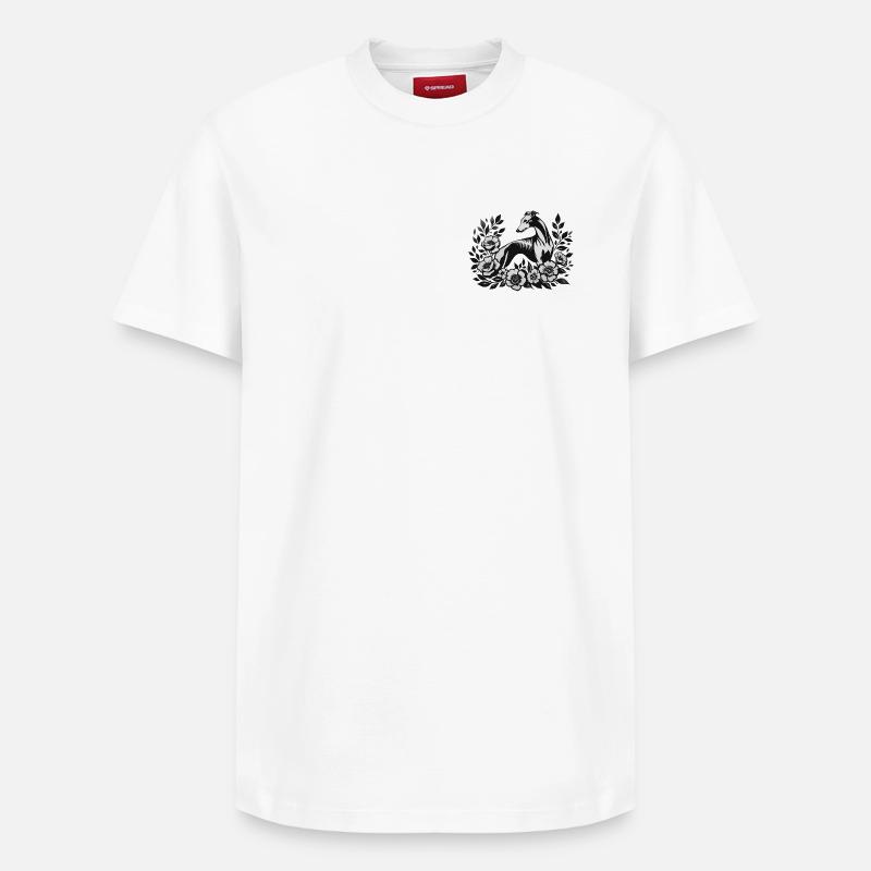 Galgo Stencil Art - T-shirt unisexe décontracté en coton Supima – de SPREAD - blanc