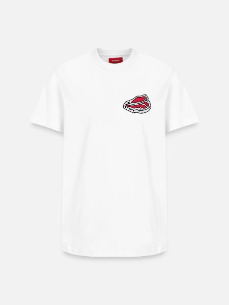 A raw steak - Relaxed Unisex Supima Cotton T-Shirt – by SPREAD - white