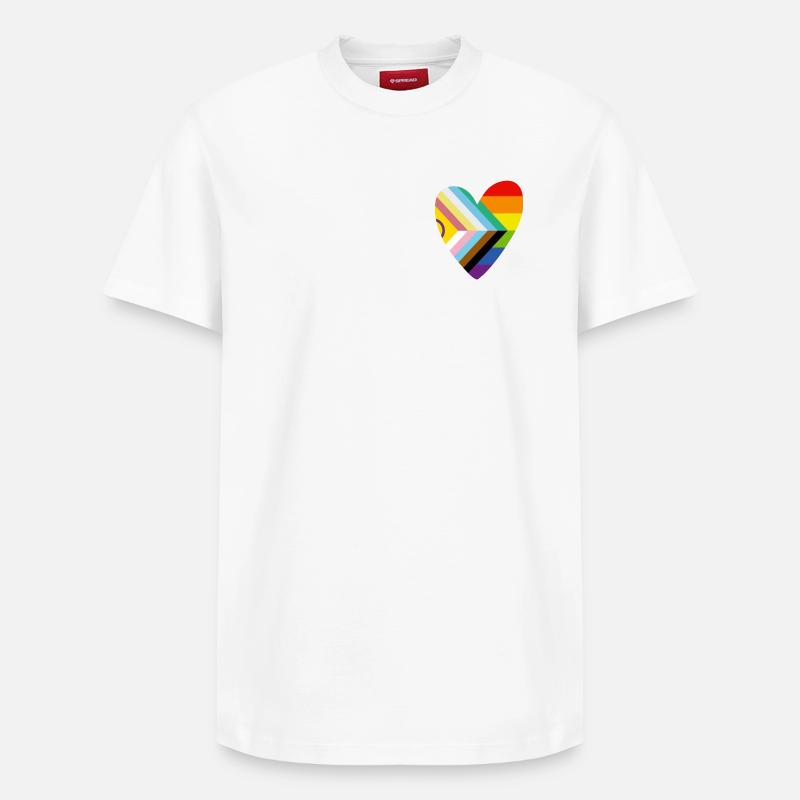 🌈 Herz – Progress Pride & Disability Flag - Relaxed Unisex Supima Cotton T-Shirt – von SPREAD - Weiß