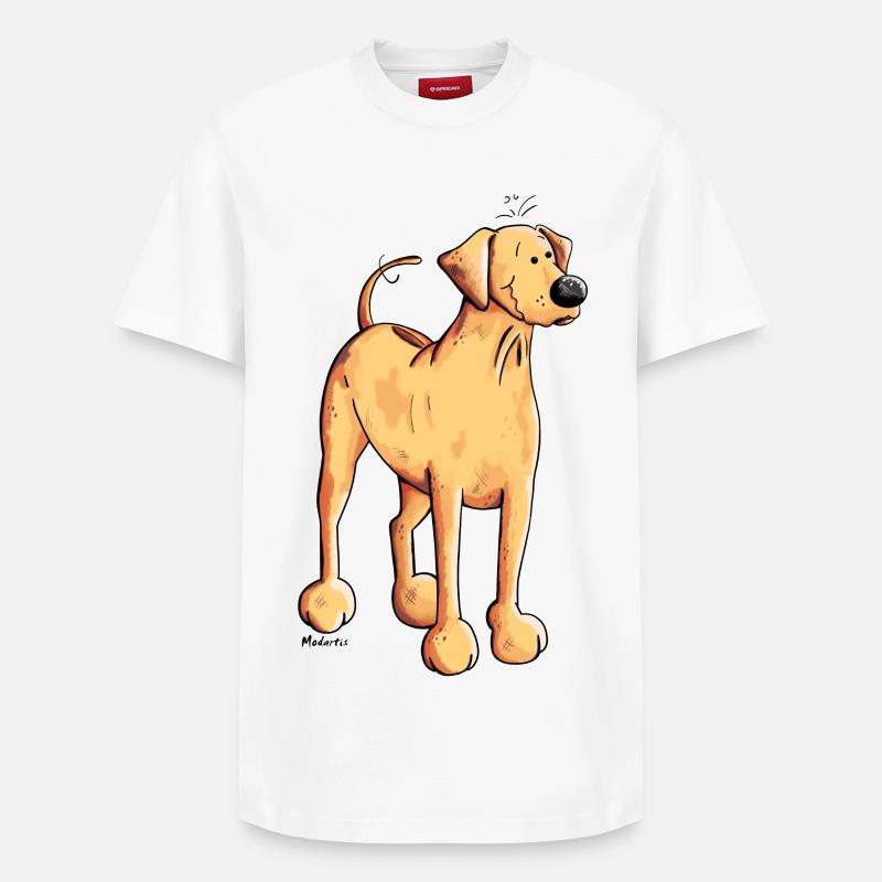 Happy Rhodesian Ridgeback - Relaxed Unisex Supima Cotton T-Shirt – von SPREAD - Weiß