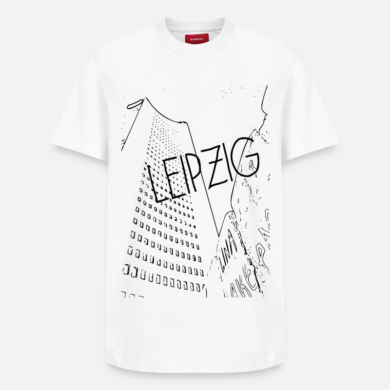 Centre de Leipzig - T-shirt unisexe décontracté en coton Supima – de SPREAD - blanc