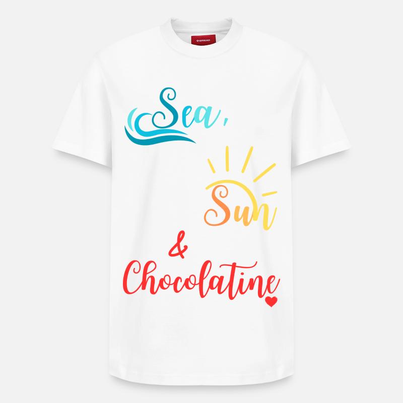 Sea, sun & Chocolatine - Sud-ouest - Pays-basque - T-shirt unisexe décontracté en coton Supima – de SPREAD - blanc