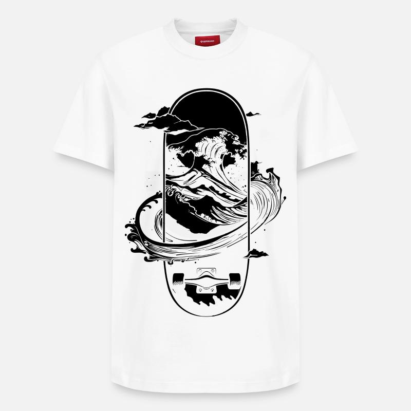 Graphismes de skateboard - T-shirt unisexe décontracté en coton Supima – de SPREAD - blanc