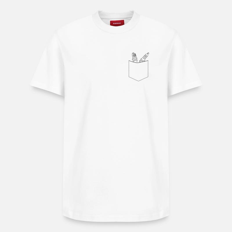 Poche de poitrine mécanique - T-shirt unisexe décontracté en coton Supima – de SPREAD - blanc
