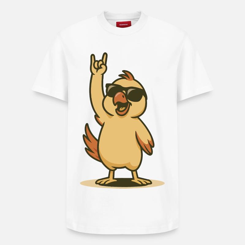 Cool Perroquet Poussin Rocker Style - T-shirt unisexe décontracté en coton Supima – de SPREAD - blanc