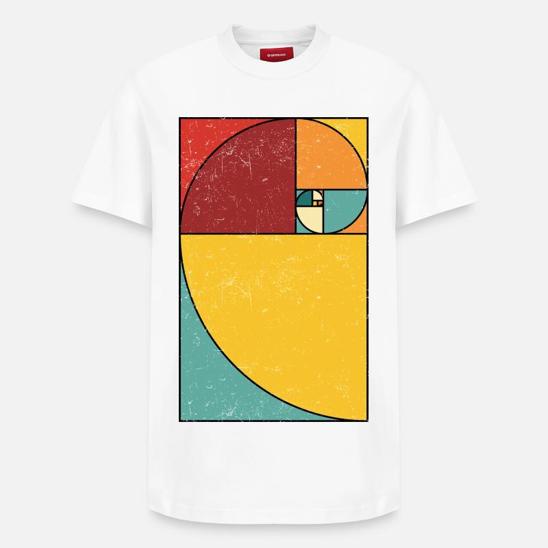 Fibonacci Spiral Geometry Art - Relaxed Unisex Supima Cotton T-Shirt – von SPREAD - Weiß