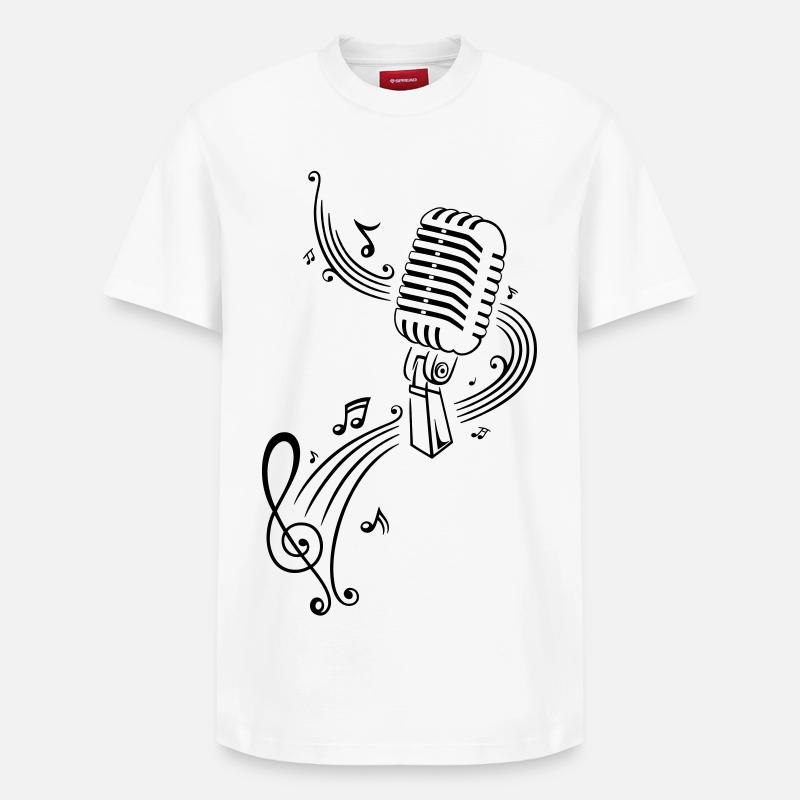 Musique, clé, microphone - T-shirt unisexe décontracté en coton Supima – de SPREAD - blanc