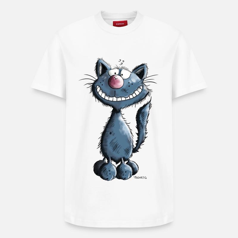 Smiling Cat - T-shirt unisexe décontracté en coton Supima – de SPREAD - blanc