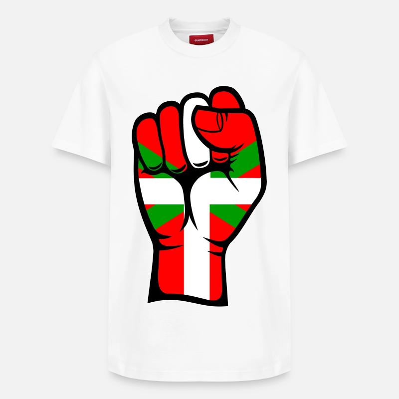 Poing drapeau basque - T-shirt unisexe décontracté en coton Supima – de SPREAD - blanc