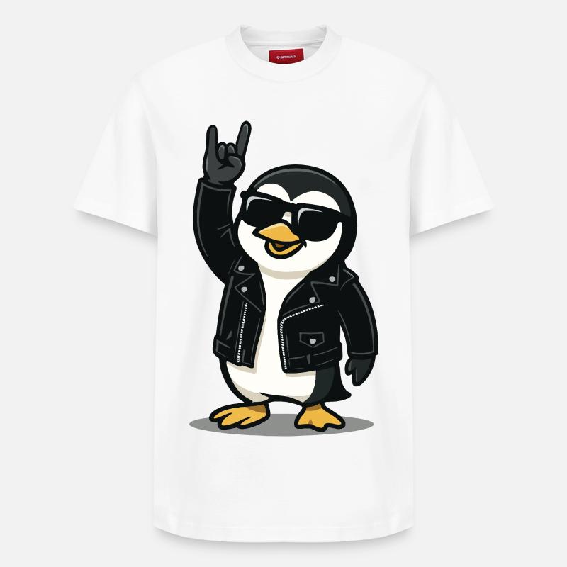 Pingouin Rock’n’Roll - T-shirt unisexe décontracté en coton Supima – de SPREAD - blanc