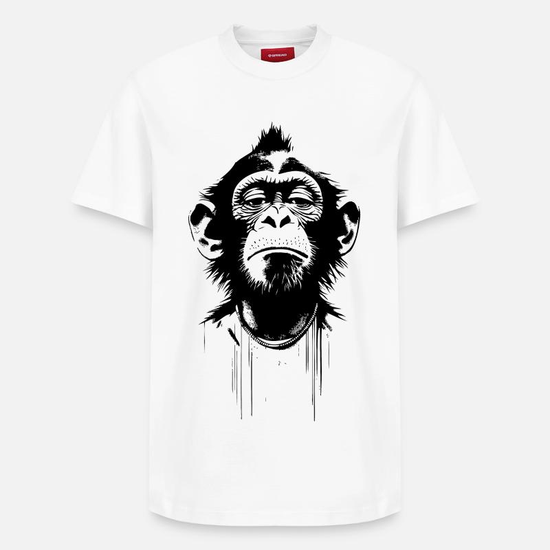 Eingebildeter Affe im Banksy Style - Relaxed Unisex Supima Cotton T-Shirt – von SPREAD - Weiß