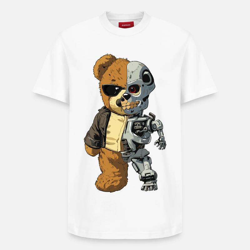 Bear Robot Cyborg - Relaxed Unisex Supima Cotton T-Shirt – by SPREAD - white