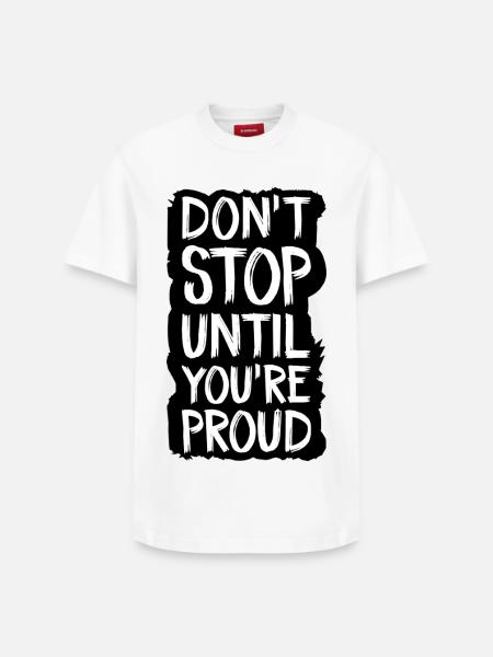 don't stop until you're proud - Relaxed Unisex Supima Cotton T-Shirt – by SPREAD - white