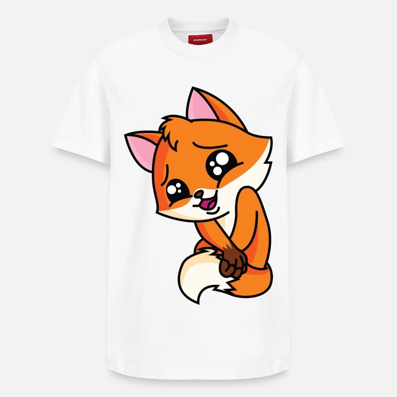 Renard heureux - T-shirt unisexe décontracté en coton Supima – de SPREAD - blanc