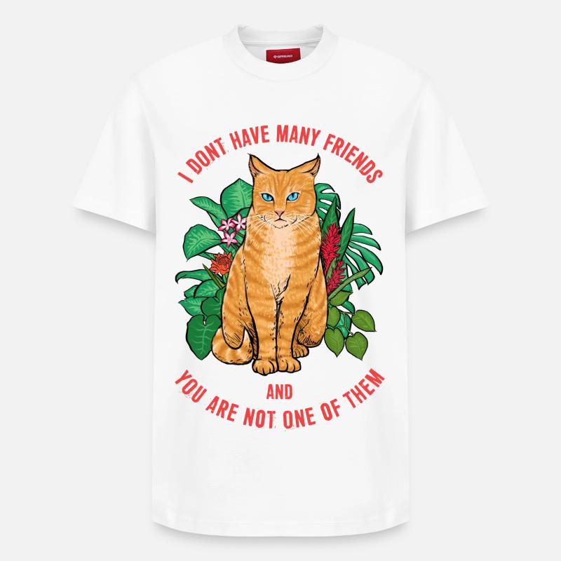 Chat pas sympathique - T-shirt unisexe décontracté en coton Supima – de SPREAD - blanc