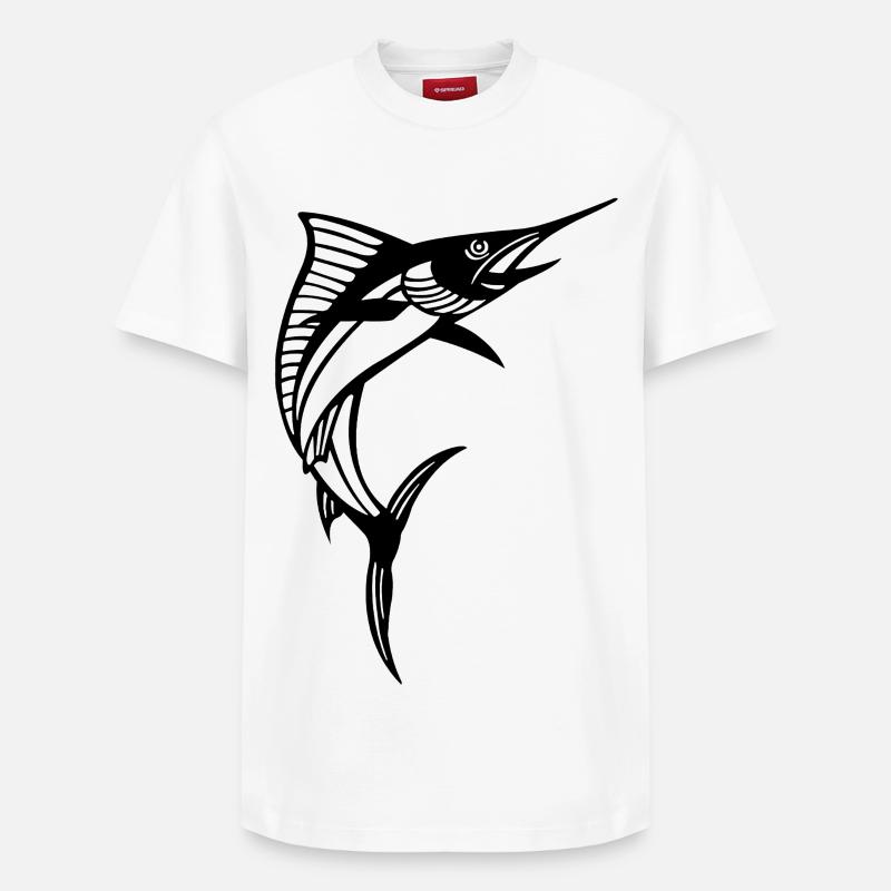Schwarzer Schwertfisch - Relaxed Unisex Supima Cotton T-Shirt – von SPREAD - Weiß