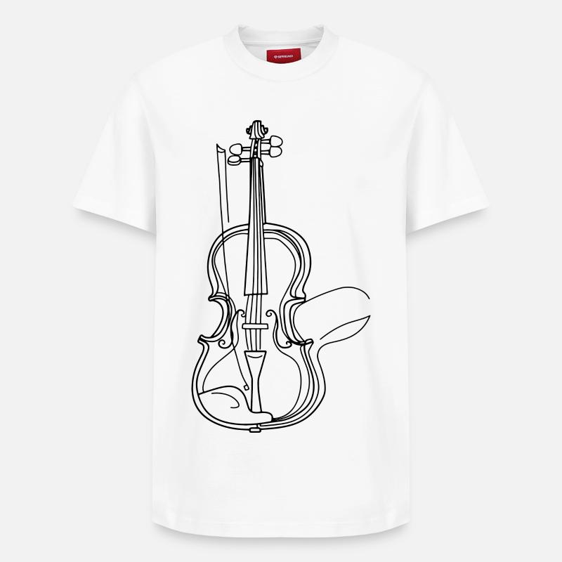 Dessin de violon - T-shirt unisexe décontracté en coton Supima – de SPREAD - blanc