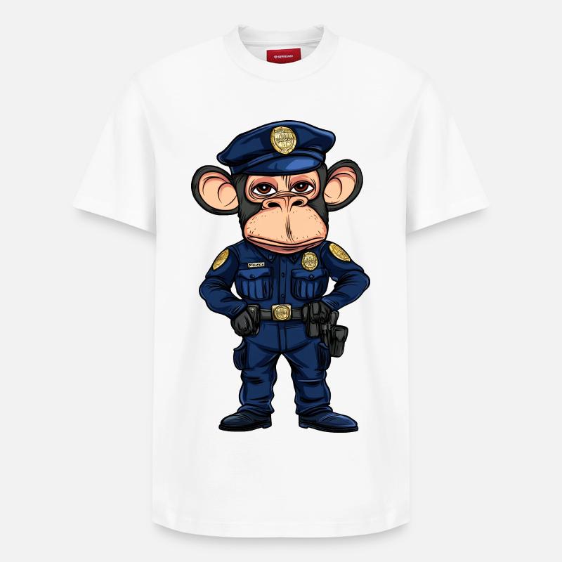 Police des singes - T-shirt unisexe décontracté en coton Supima – de SPREAD - blanc
