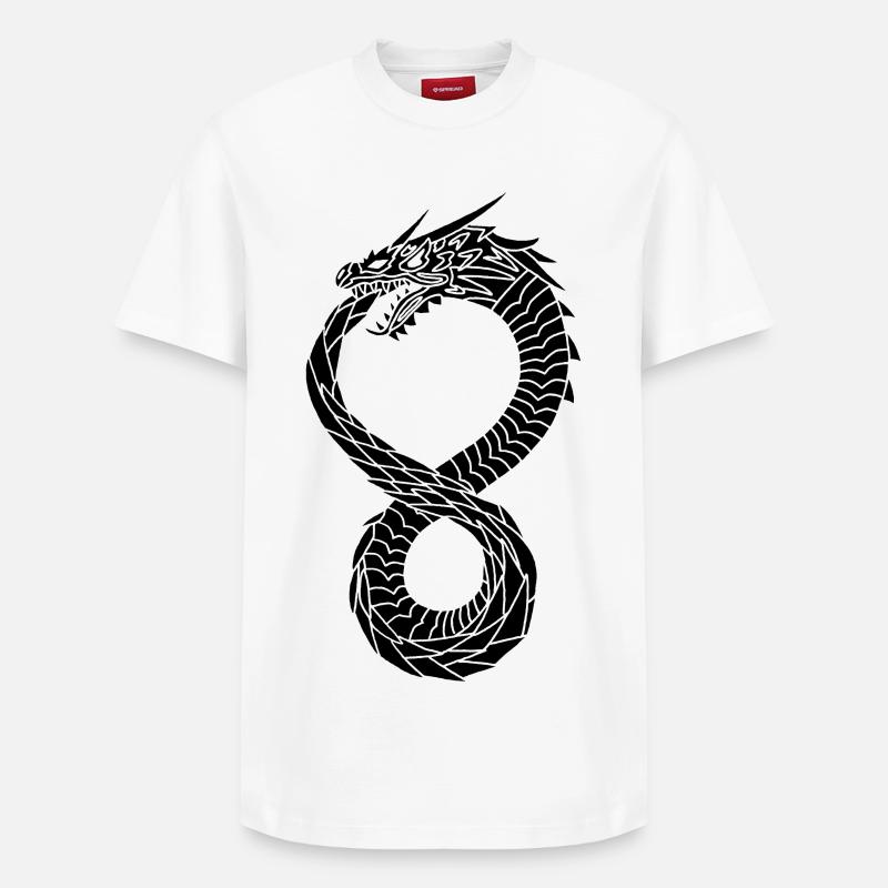 Schwarzer unendlicher Drache - Relaxed Unisex Supima Cotton T-Shirt – von SPREAD - Weiß