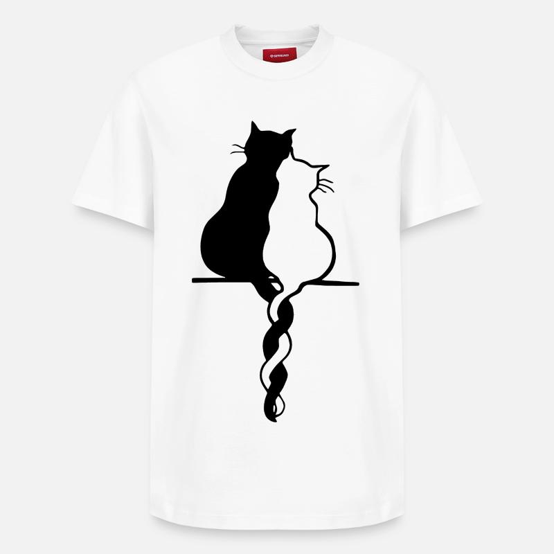 Couple de chats - T-shirt unisexe décontracté en coton Supima – de SPREAD - blanc