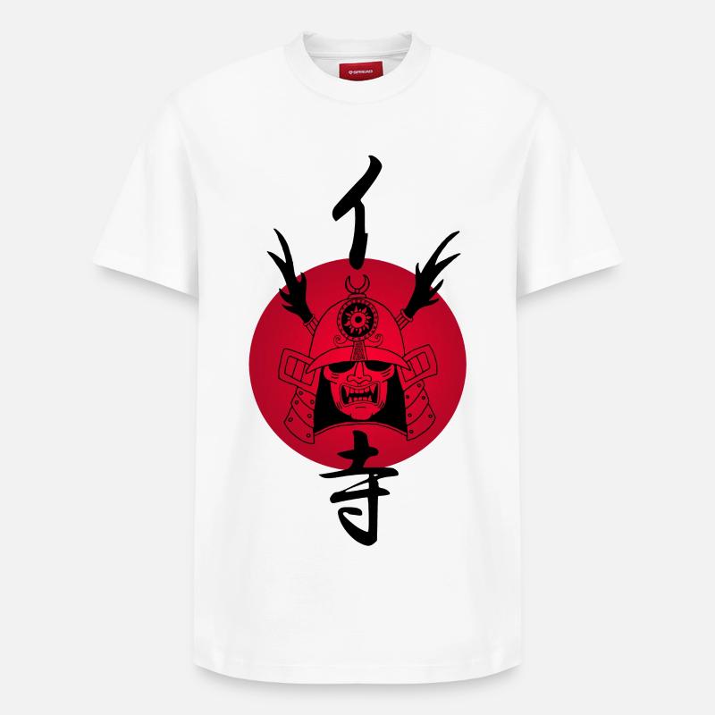 Samouraï noir et soleil rouge - T-shirt unisexe décontracté en coton Supima – de SPREAD - blanc