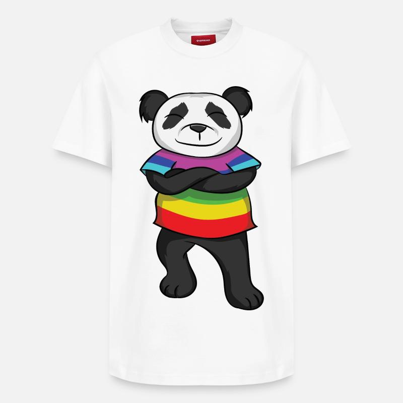 Panda Rainbow Pride  with Attitude - Relaxed Unisex Supima Cotton T-Shirt – von SPREAD - Weiß