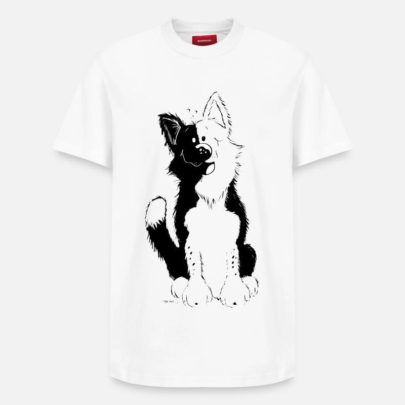 Cute Border Collie - T-shirt unisexe décontracté en coton Supima – de SPREAD - blanc