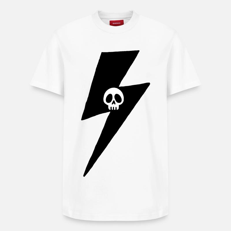 Minimalistischer Schädel Blitz - Relaxed Unisex Supima Cotton T-Shirt – von SPREAD - Weiß