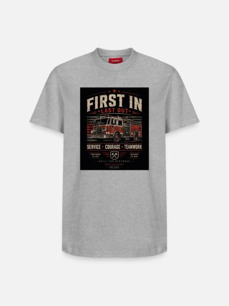 Fire Brigade First In Last Out - Relaxed Unisex Supima Cotton T-Shirt – by SPREAD - white