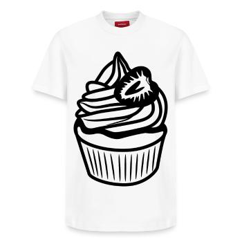 Pie - Relaxed Unisex Supima Cotton T-Shirt – by SPREAD - white - Front - AI Model Female 172 dark (172cm) & AI Model Male 185 dark (185cm)