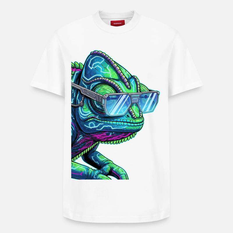 Cyber-Chamäleon mit Sonnenbrille - Relaxed Unisex Supima Cotton T-Shirt – von SPREAD - Weiß