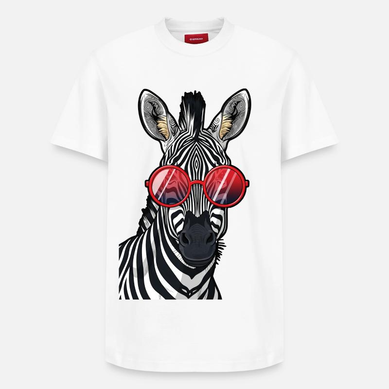 Hip Zebra mit Sonnenbrille - Relaxed Unisex Supima Cotton T-Shirt – von SPREAD - Weiß