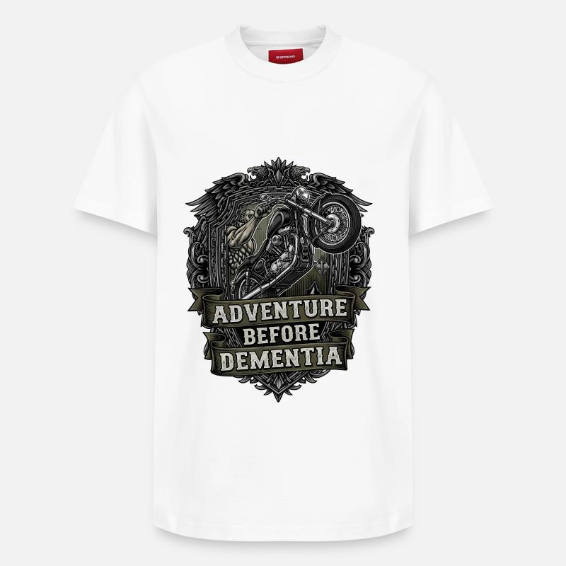 Aventure Avant Démence Motard Drôle - T-shirt unisexe décontracté en coton Supima – de SPREAD - blanc