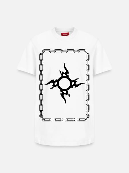 Black Tribal Surrounded Chain - Relaxed Unisex Supima Cotton T-Shirt – by SPREAD - white