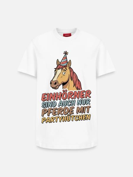 Party horse with hat - Relaxed Unisex Supima Cotton T-Shirt – by SPREAD - white