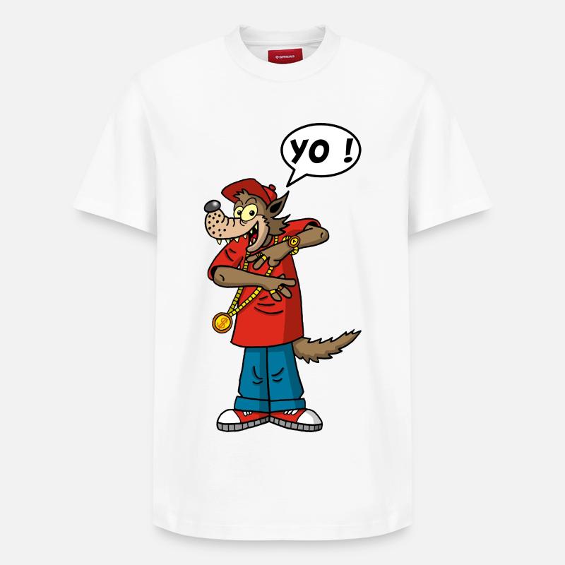 Loup rappeur - T-shirt unisexe décontracté en coton Supima – de SPREAD - blanc