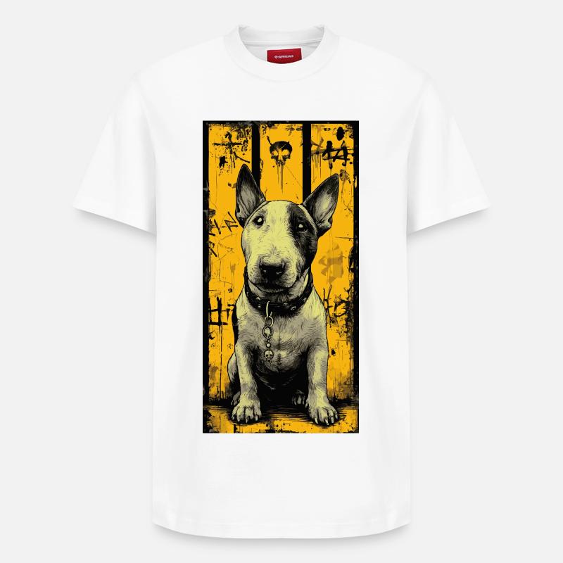 Bull Terrier Skull Grunge - T-shirt unisexe décontracté en coton Supima – de SPREAD - blanc