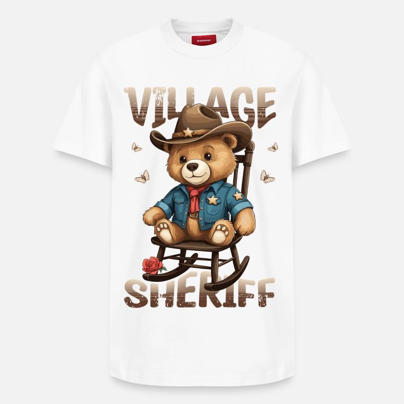 Bär der Dorf Sheriff - Relaxed Unisex Supima Cotton T-Shirt – von SPREAD - Weiß