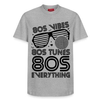 80er Witz - Relaxed Unisex Supima Cotton T-Shirt – von SPREAD - Weiß - Vorne - AI Model Female 172 dark (172cm) & AI Model Male 185 dark (185cm)