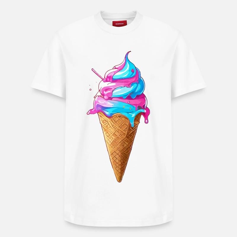 Lecker Eiscreme | Synthwave Eistüte - Relaxed Unisex Supima Cotton T-Shirt – von SPREAD - Weiß