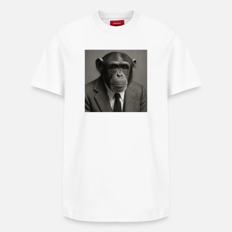 Singe élégant en costume - T-shirt unisexe décontracté en coton Supima – de SPREAD - blanc