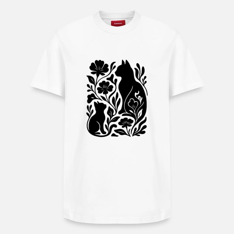 Chats et fleurs élégants – Élégant - T-shirt unisexe décontracté en coton Supima – de SPREAD - blanc