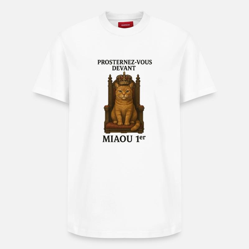 Chat Royal sur son Trône - T-shirt unisexe décontracté en coton Supima – de SPREAD - blanc