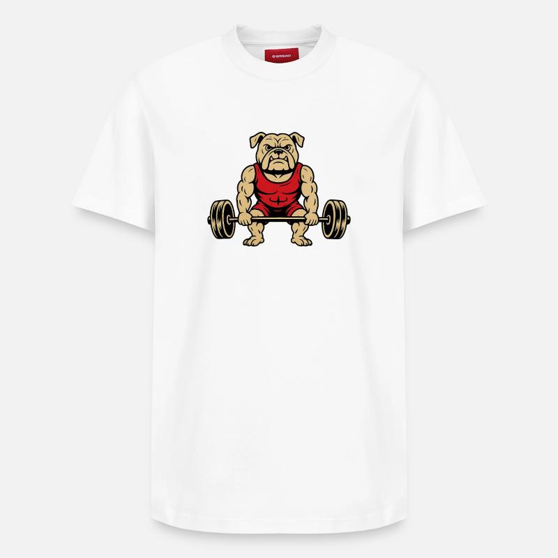 Bodybuilder Bouledogue - T-shirt unisexe décontracté en coton Supima – de SPREAD - blanc