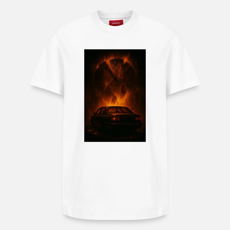 Déchiré Time : Voiture en feu - T-shirt unisexe décontracté en coton Supima – de SPREAD - blanc