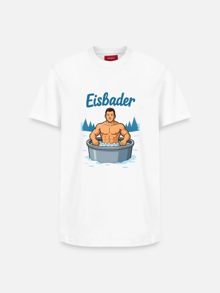 Eisbader Muskelmann im Eisbad - Relaxed Unisex Supima Cotton T-Shirt – by SPREAD - white