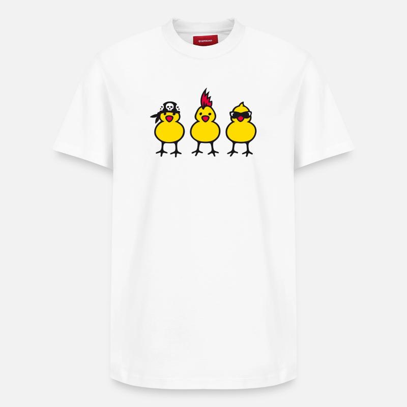 Three Chicks - Relaxed Unisex Supima Cotton T-Shirt – von SPREAD - Weiß