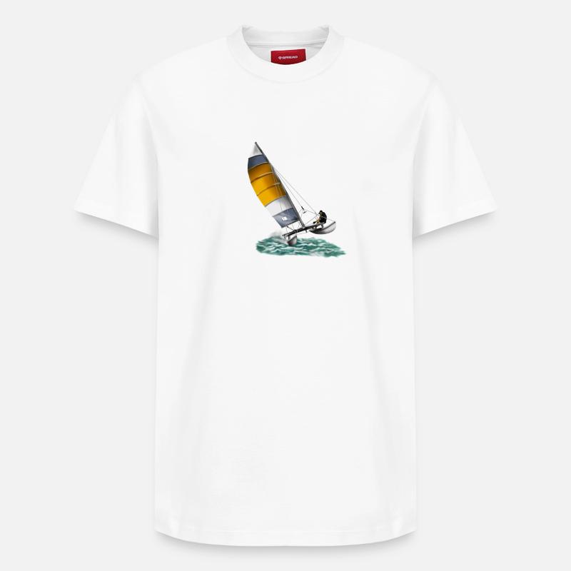 catamaran - T-shirt unisexe décontracté en coton Supima – de SPREAD - blanc
