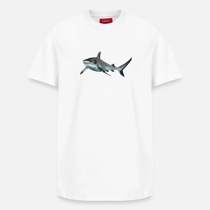 requin - T-shirt unisexe décontracté en coton Supima – de SPREAD - blanc